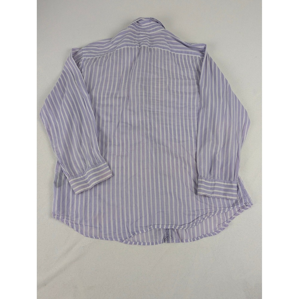 Lauren Ralph Lauren Womens Purple White Striped Cotton Button Down Shirt Large - Picture 5 of 11